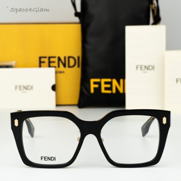 Fendi Men Eyeglasses Black Demo Square FE50085F FENDI ROMA 001 NEW AUTHENTIC - Picture 1 of 8